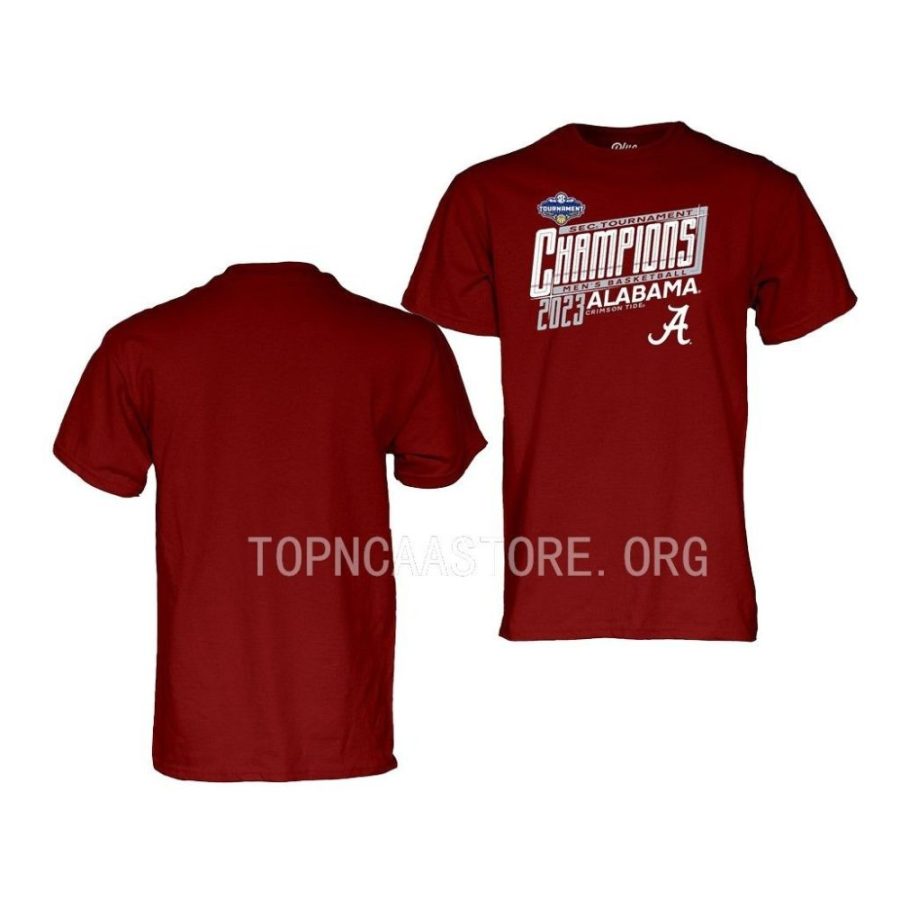 alabama crimson tide crimson 2023 sec mens basketball conference tournament champs locker room men t shirt scaled