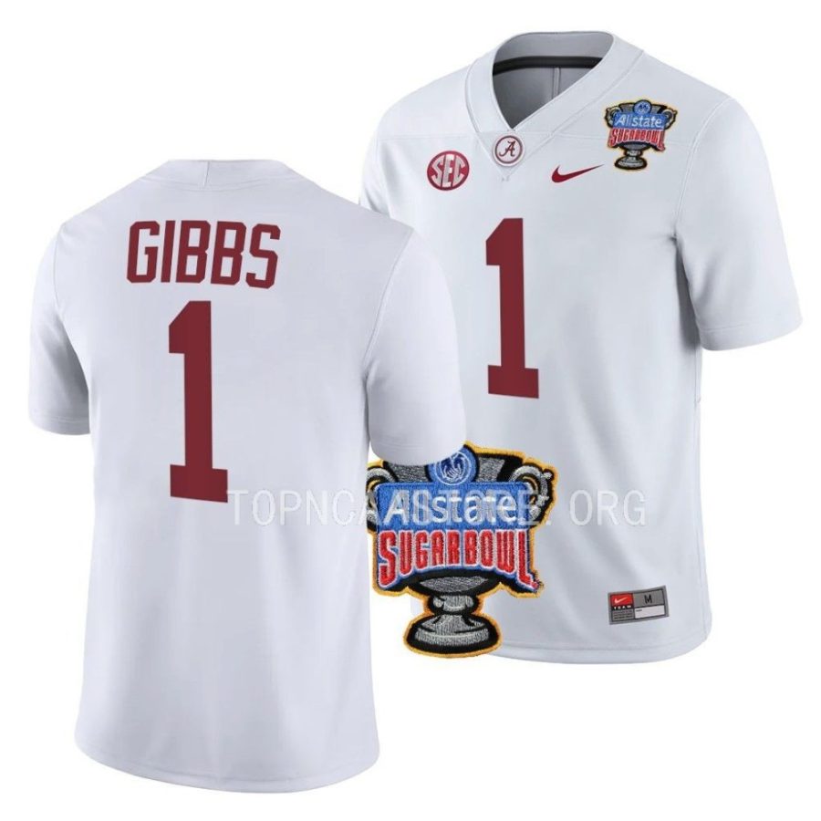 alabama crimson tide jahmyr gibbs white 2022 sugar bowl college football jersey scaled