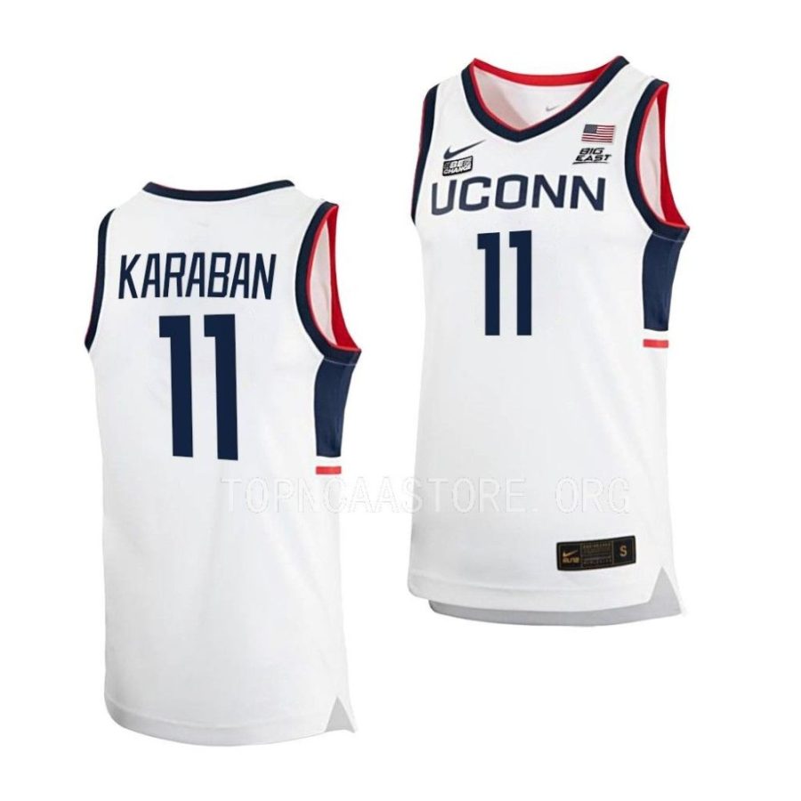 alex karaban uconn huskies 2022 23home basketball replicawhite jersey scaled