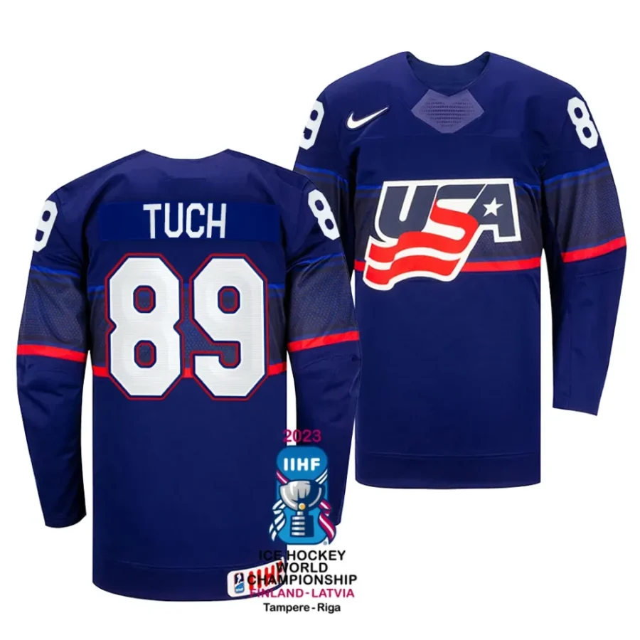 alex tuch away 2023 iihf world championship blue jersey scaled