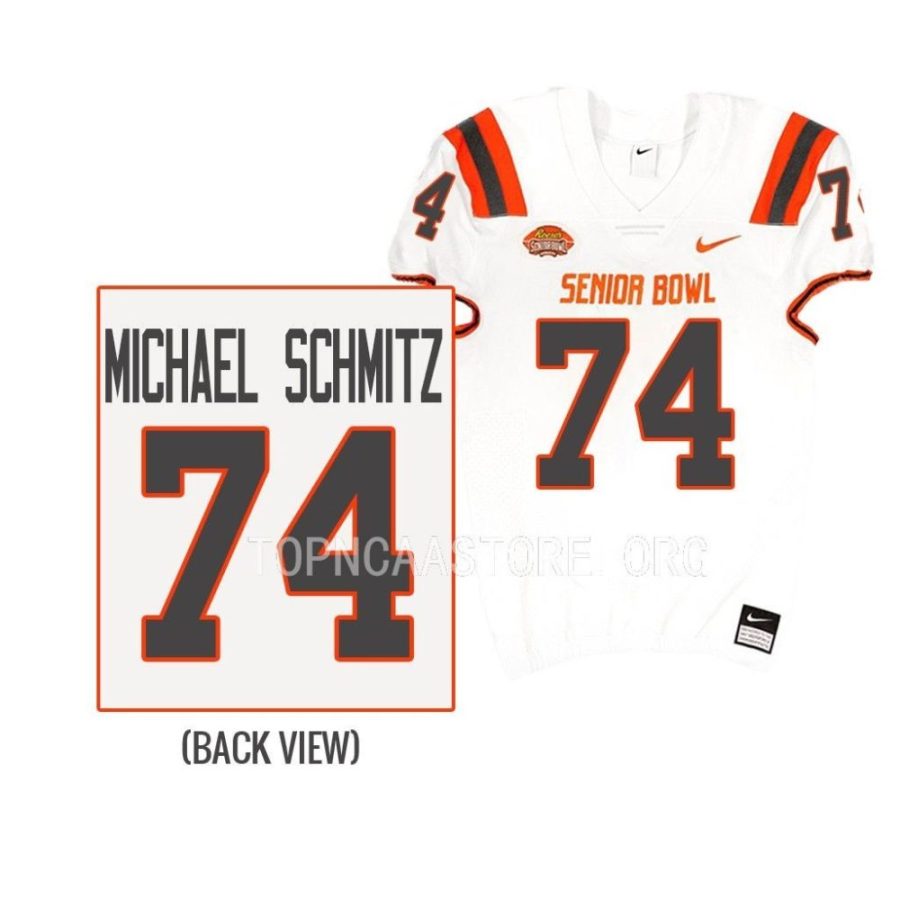 american team john michael schmitz white 2023 senior bowl all star football jersey scaled