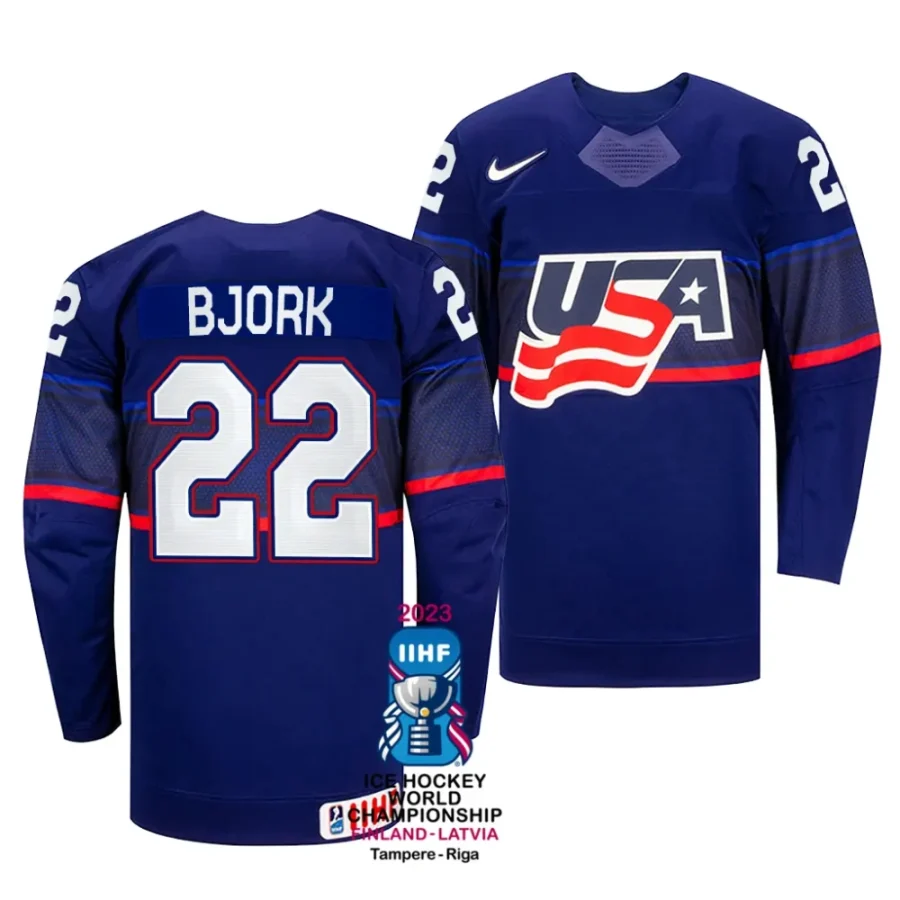 anders bjork away 2023 iihf world championship blue jersey scaled