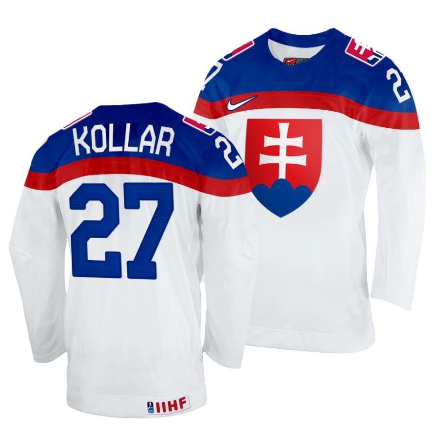 andrej kollar white 2022 iihf world championship slovakia home jersey scaled