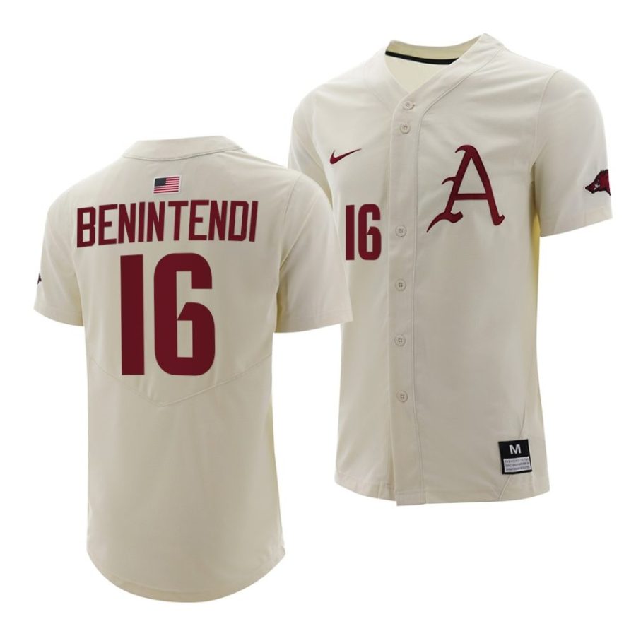 andrew benintendi arkansas razorbacks college baseball menfull button jersey scaled