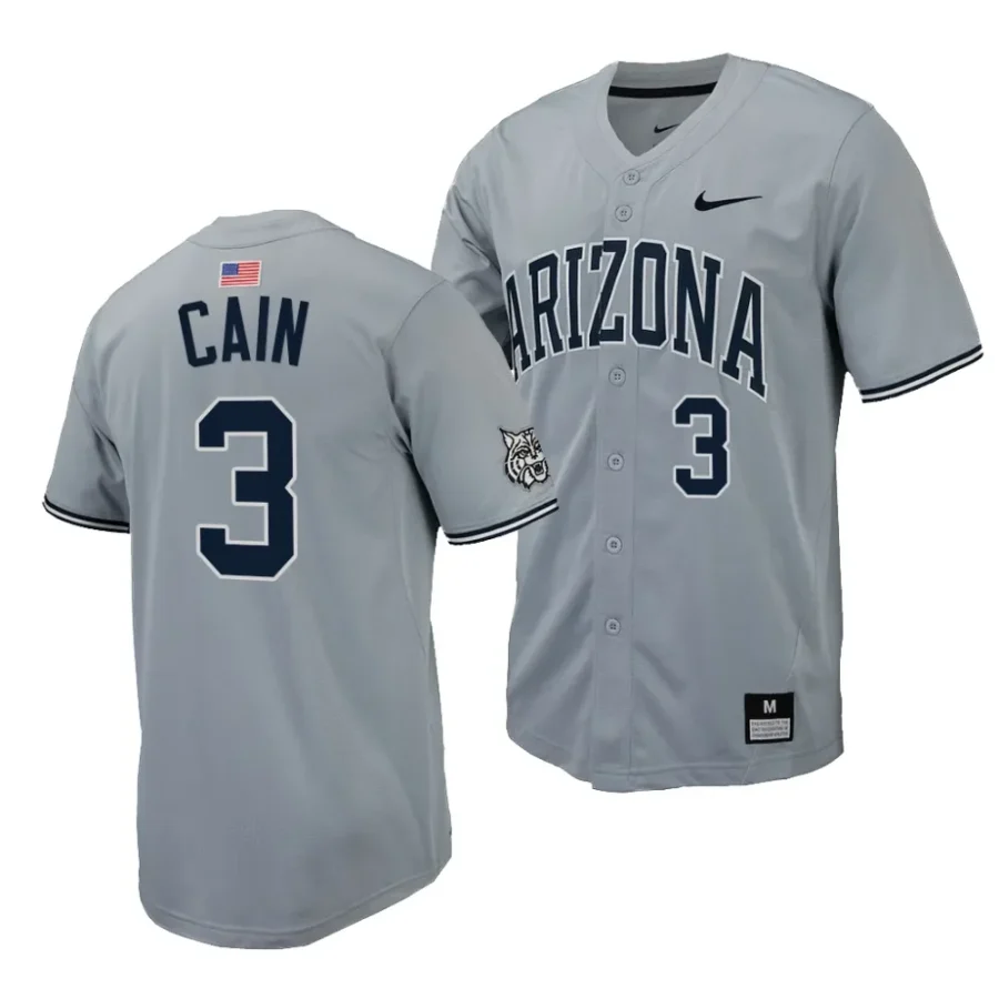 andrew cain arizona wildcats grayreplica baseball menfull button jersey scaled