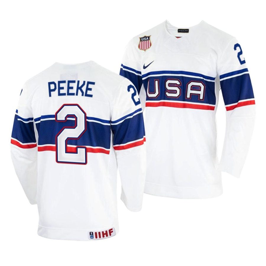 andrew peeke white 2022 iihf world championship usa home jersey scaled