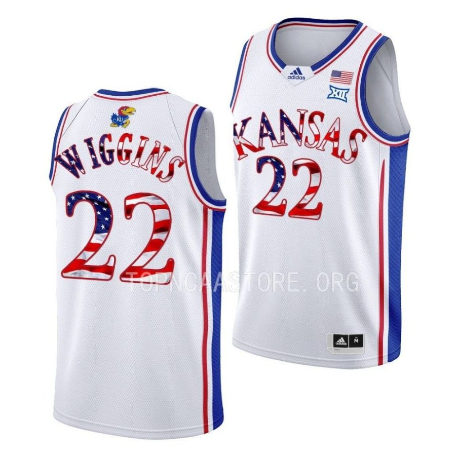 andrew wiggins white 2023 stars and stripes kansas jayhawksbasketball jersey scaled