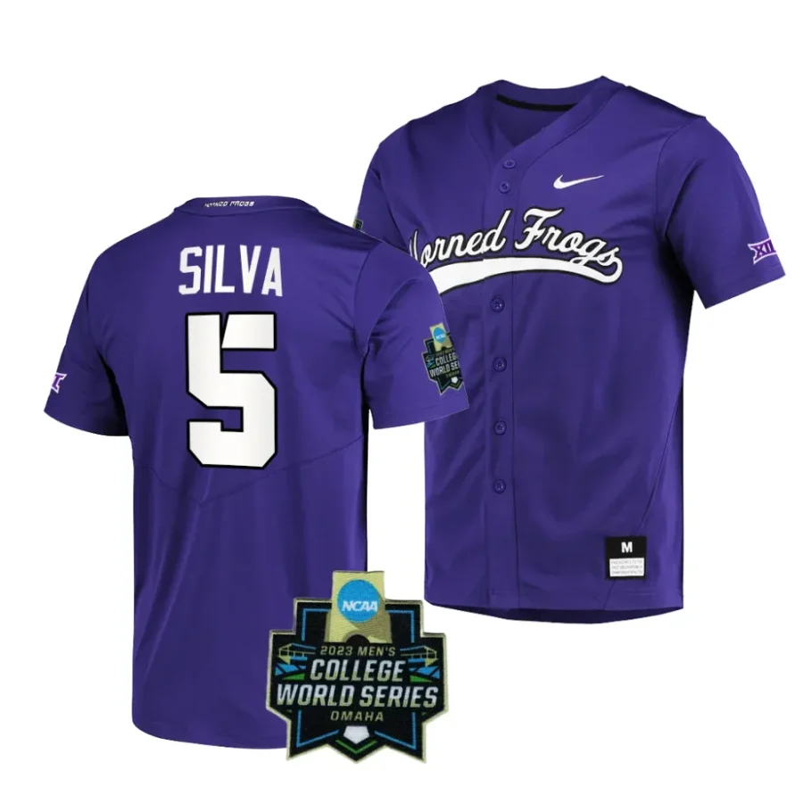 anthony silva tcu horned frogs 2023 college world series menncaa baseball jersey 0 scaled