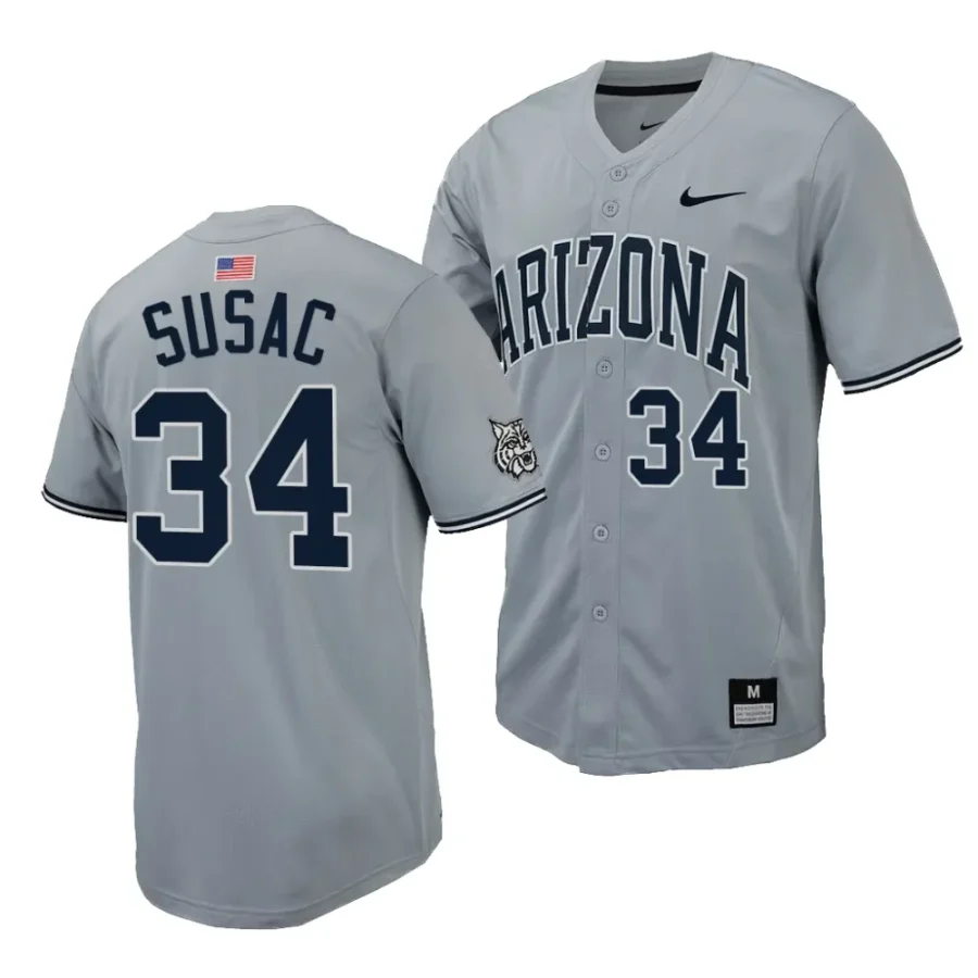 anthony susac arizona wildcats grayreplica baseball menfull button jersey scaled