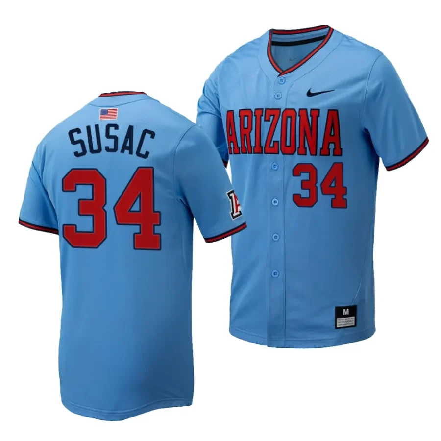 anthony susac arizona wildcats light bluereplica baseball menfull button jersey scaled