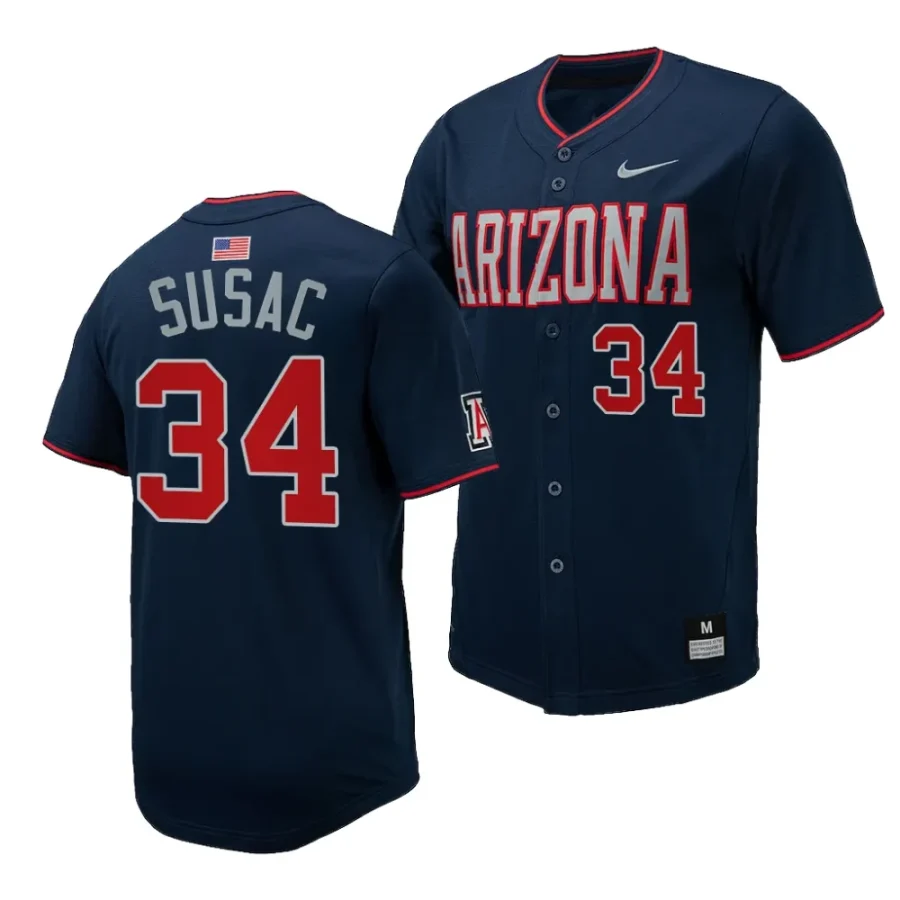 anthony susac navy replica baseballfull button arizona wildcats jersey scaled