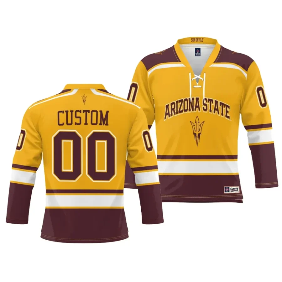 arizona state sun devils custom ice hockey gold nil jersey scaled