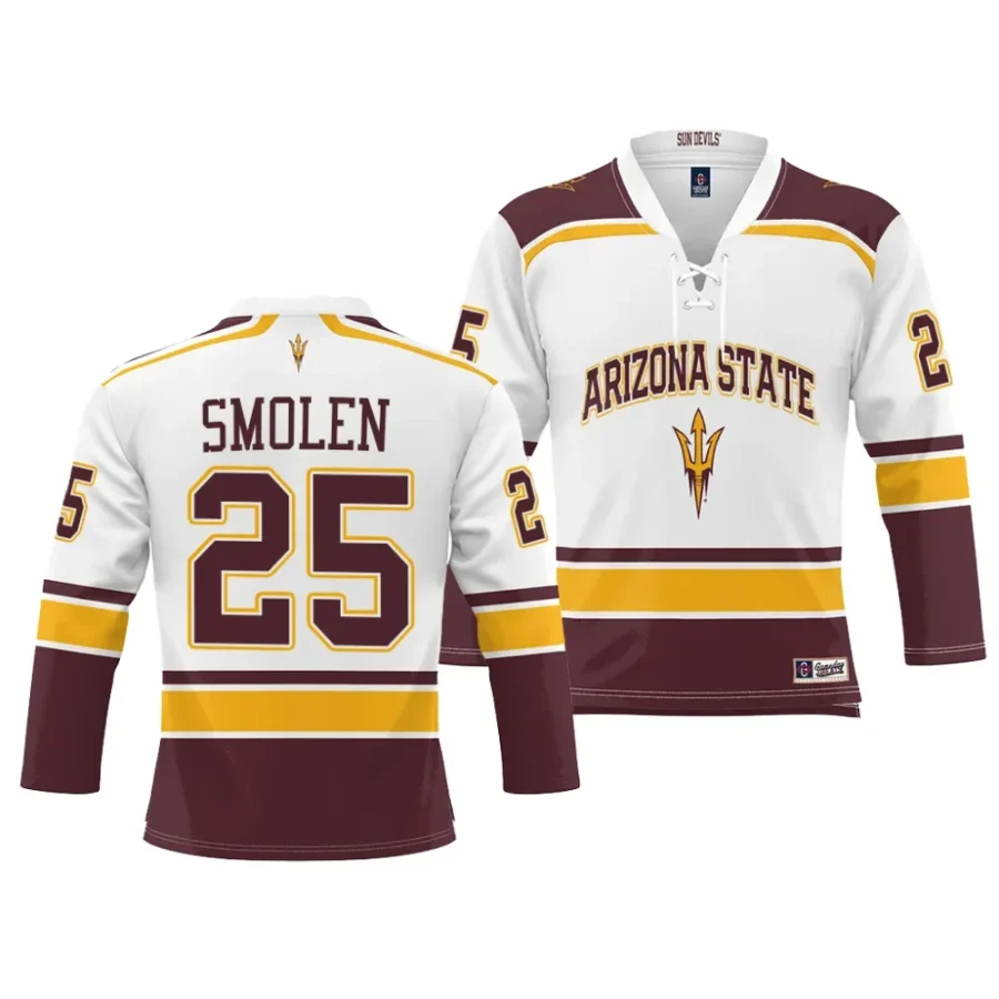 arizona state sun devils kyle smolen ice hockey white nil jersey scaled