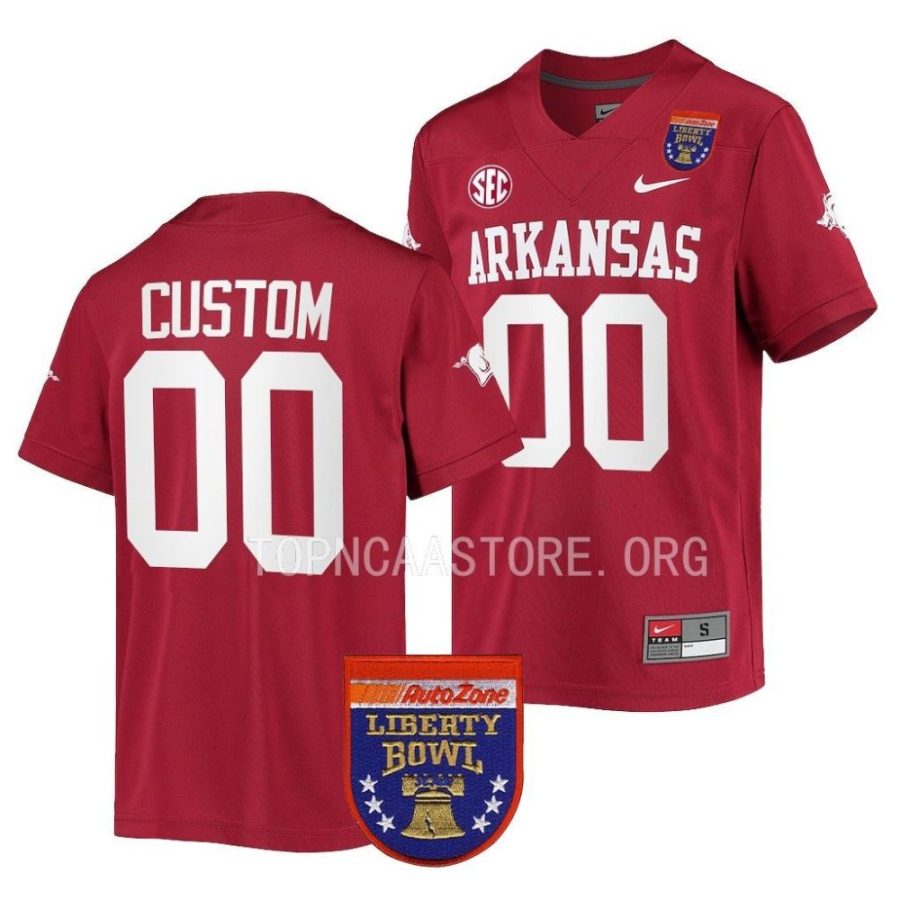 arkansas razorbacks custom cardinal 2022 liberty bowl college football jersey scaled