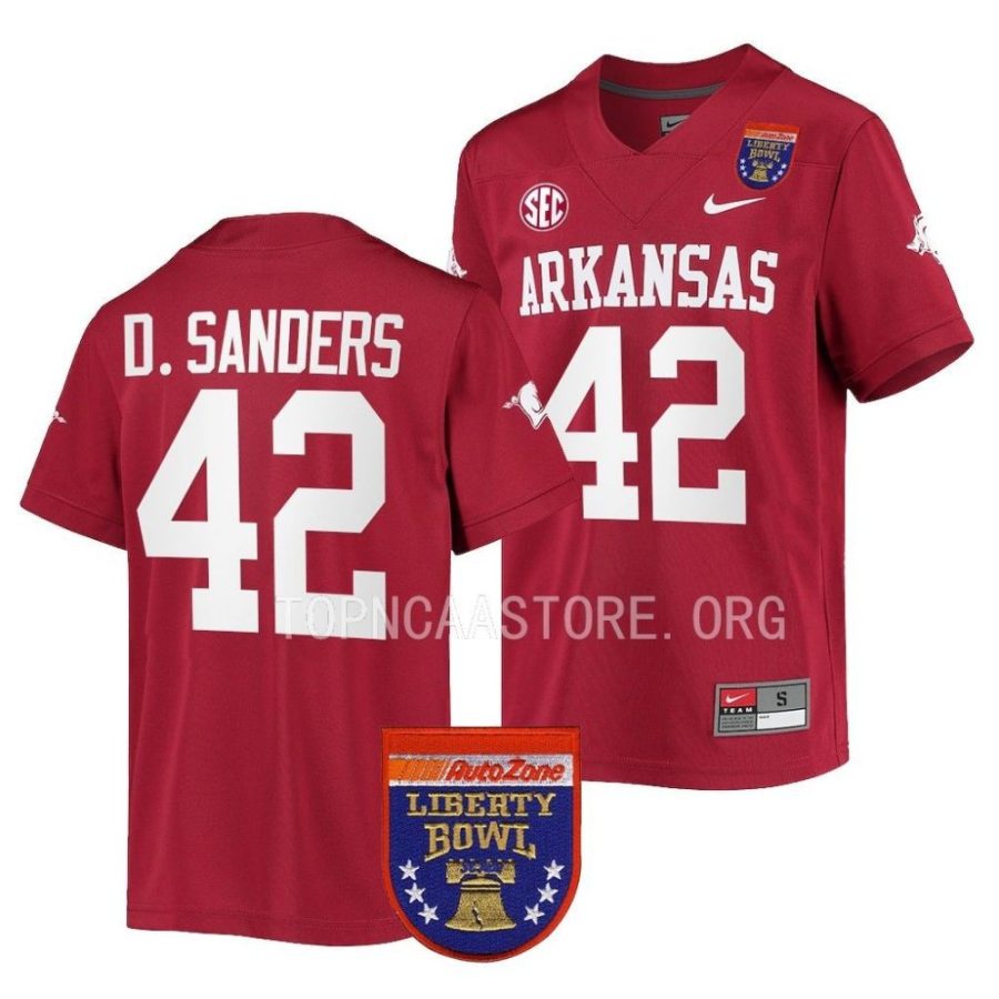 arkansas razorbacks drew sanders cardinal 2022 liberty bowl college football jersey scaled