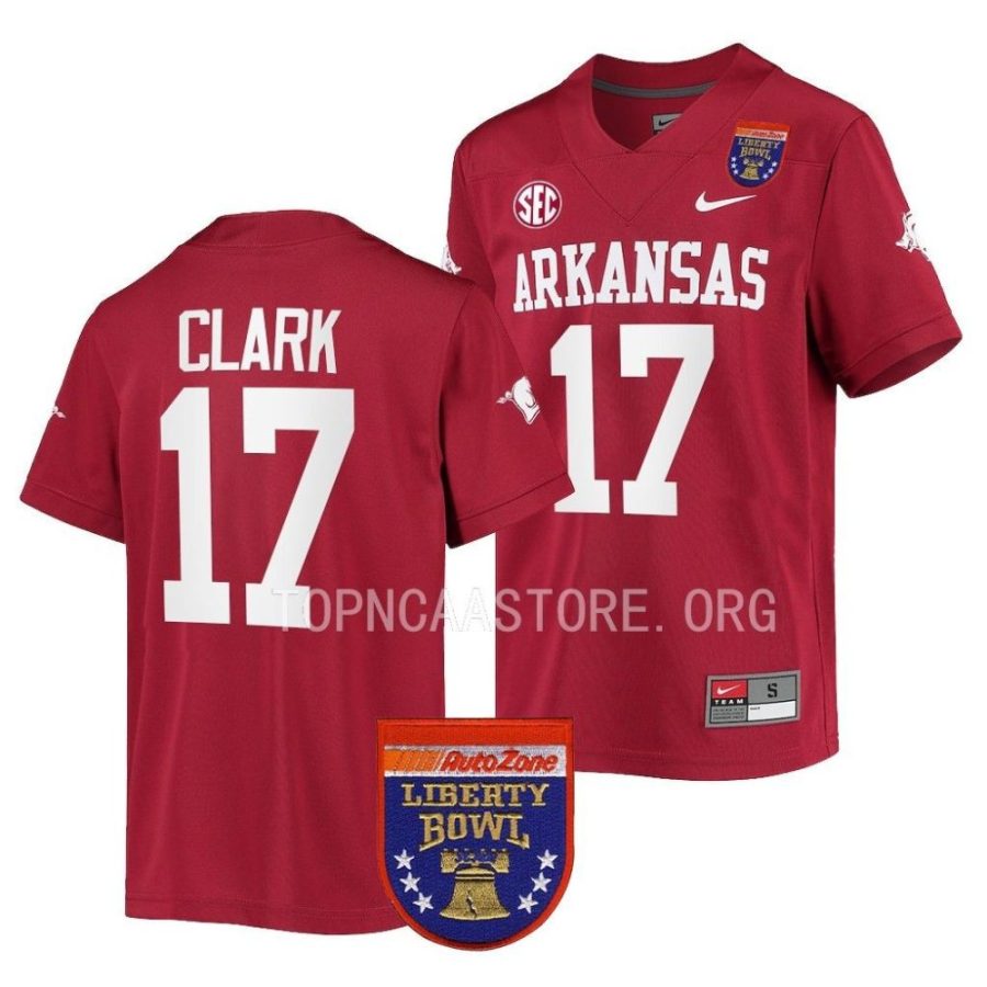 arkansas razorbacks hudson clark cardinal 2022 liberty bowl college football jersey scaled