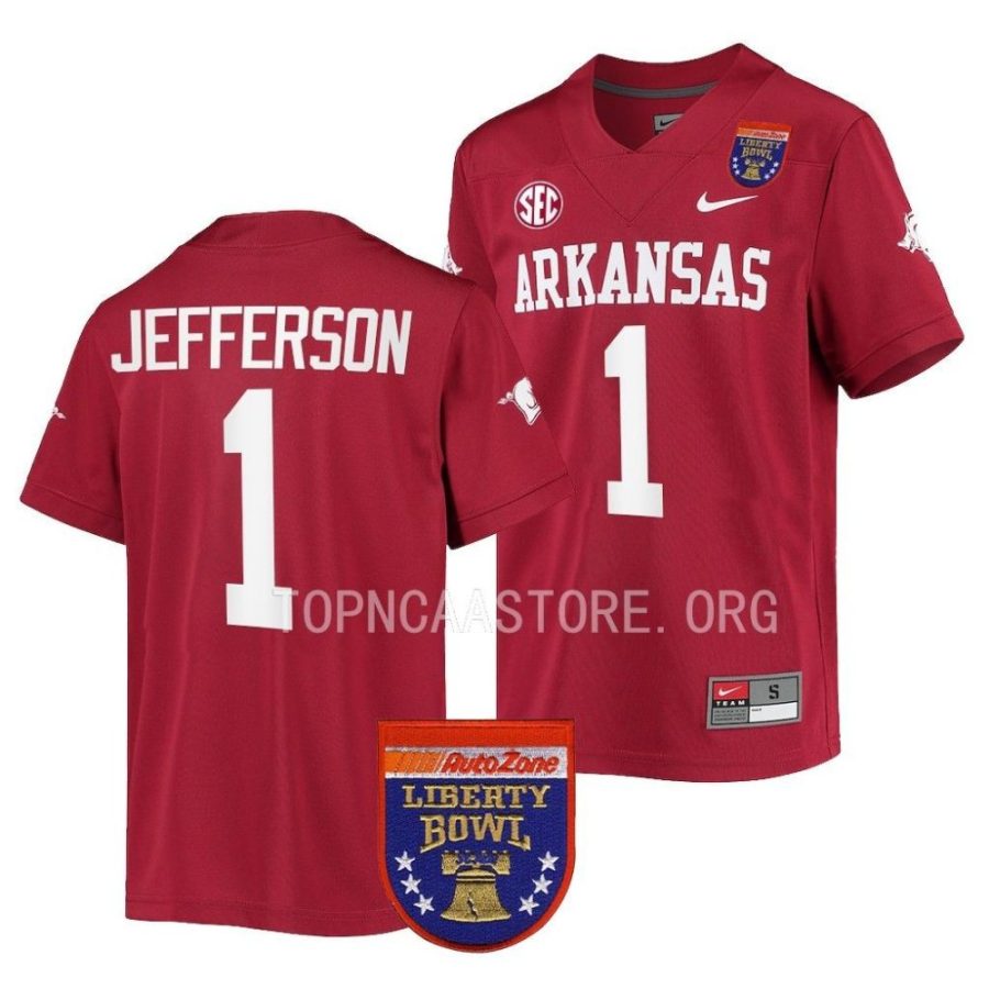 arkansas razorbacks kj jefferson cardinal 2022 liberty bowl college football jersey scaled