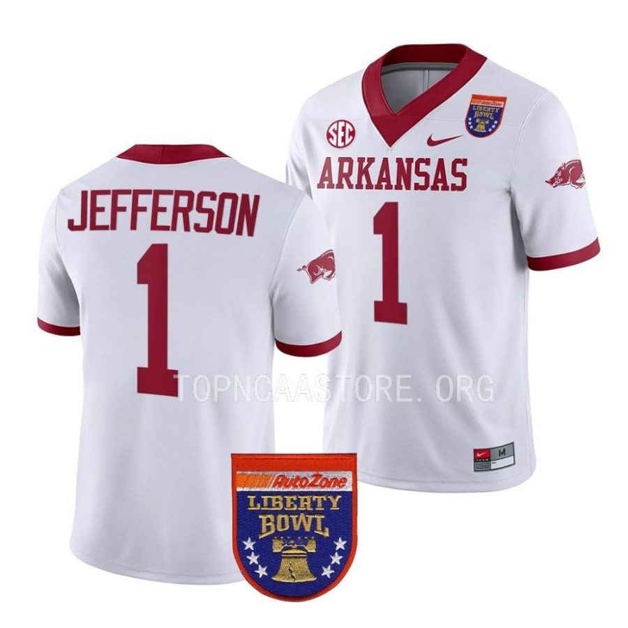 arkansas razorbacks kj jefferson white 2022 liberty bowl college football jersey scaled