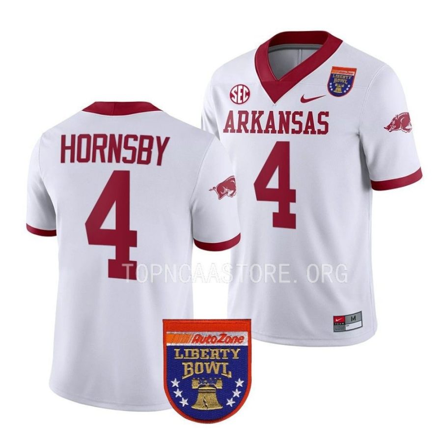 arkansas razorbacks malik hornsby white 2022 liberty bowl college football jersey scaled