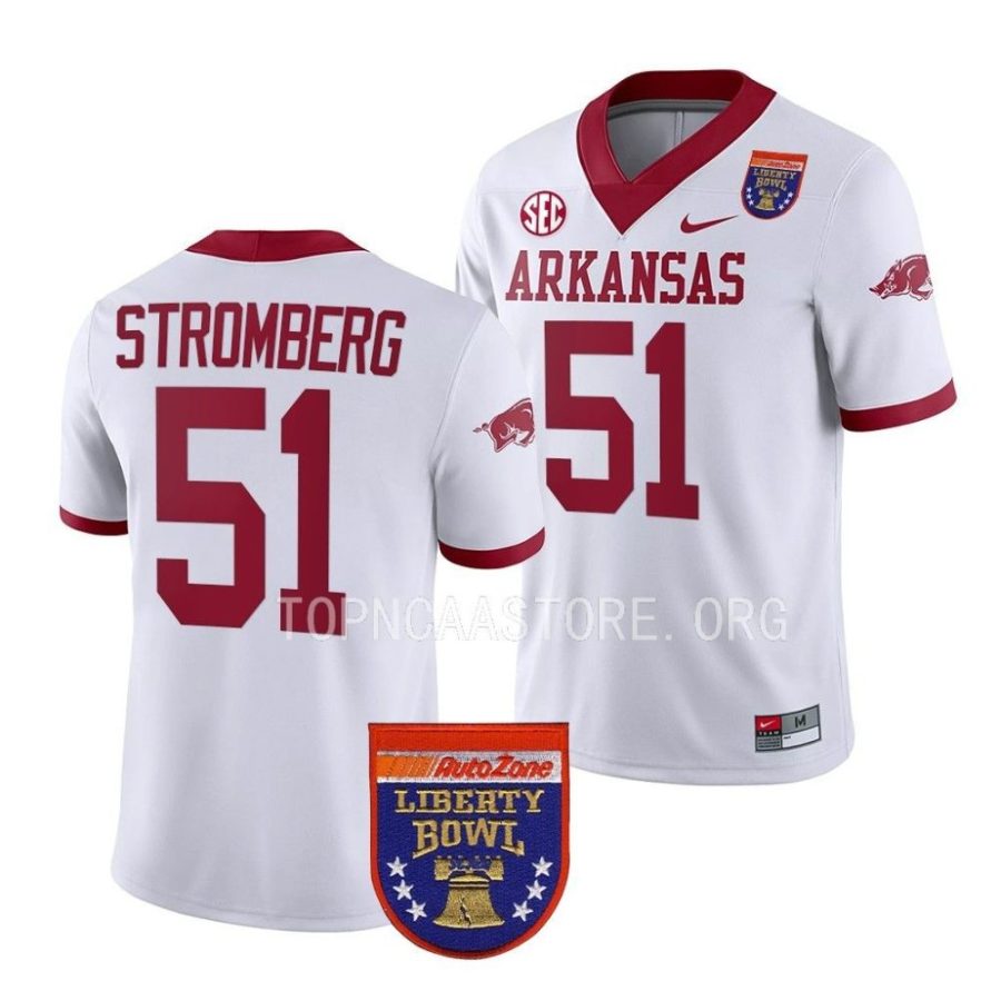 arkansas razorbacks ricky stromberg white 2022 liberty bowl college football jersey scaled