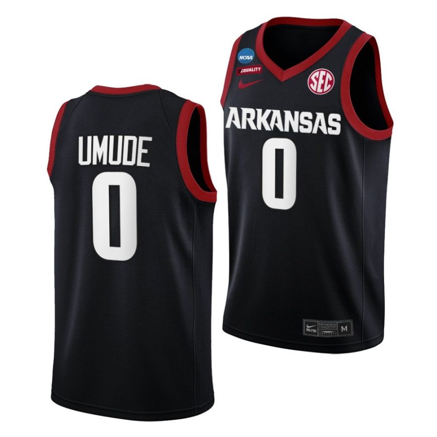 arkansas razorbacks stanley umude 2022 ncaa march madness basketball black jersey scaled