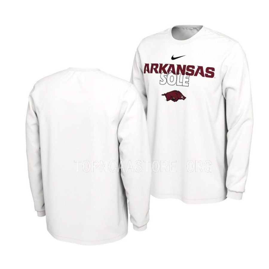 arkansas razorbacks white on court long sleevecollege basketball men t shirt scaled