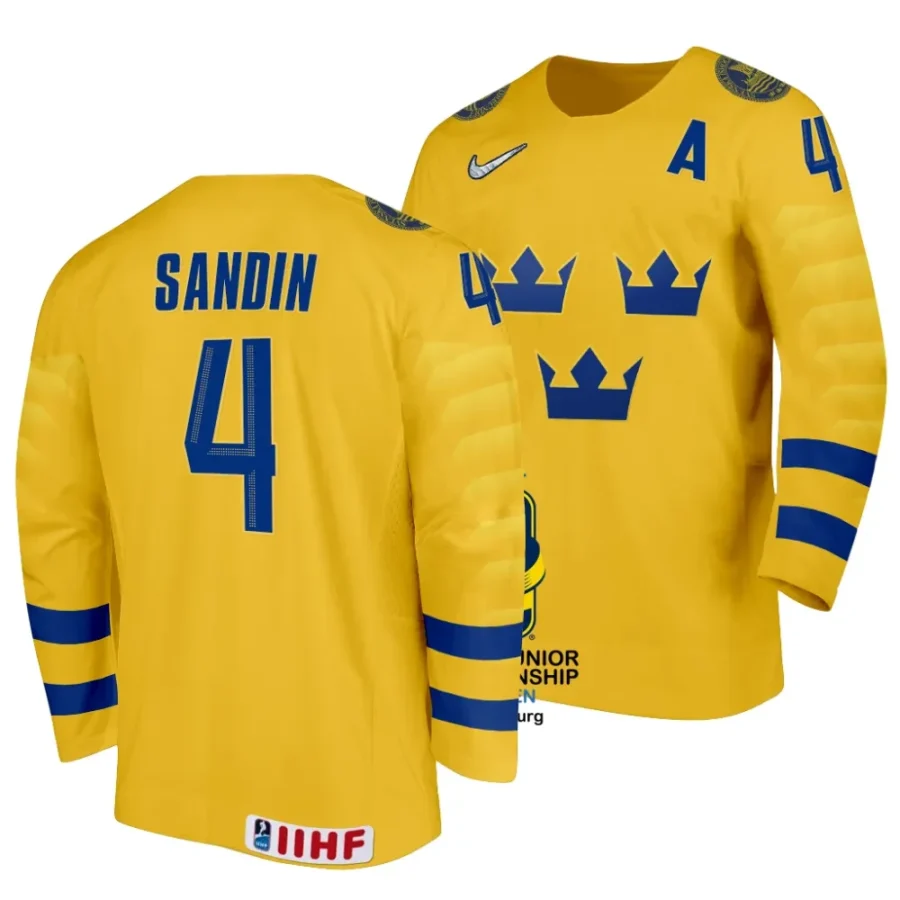 axel sandin pellikka yellow 2024 iihf world junior championship sweden jersey scaled