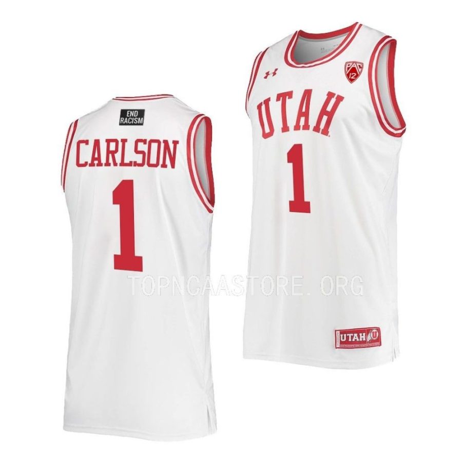 ben carlson utah utes 2022 23replica basketball white jersey scaled