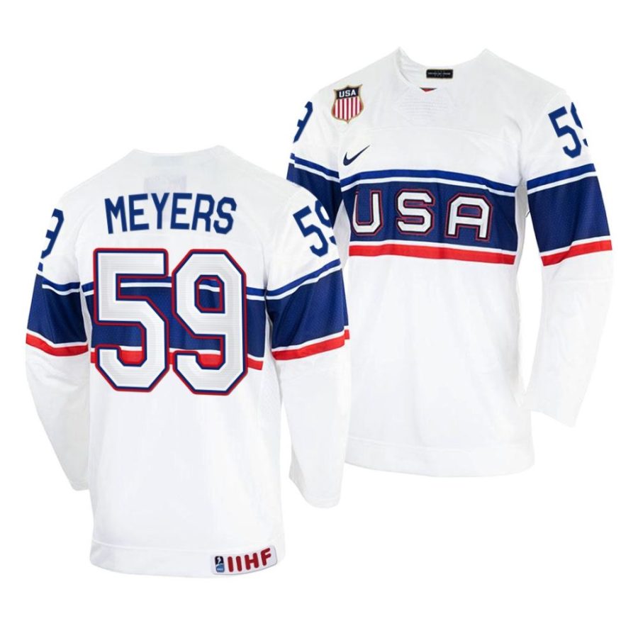 ben meyers white 2022 iihf world championship usa home jersey scaled