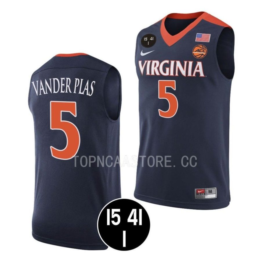 ben vander plas virginia cavaliers uva strong retro basketballnavy jersey scaled