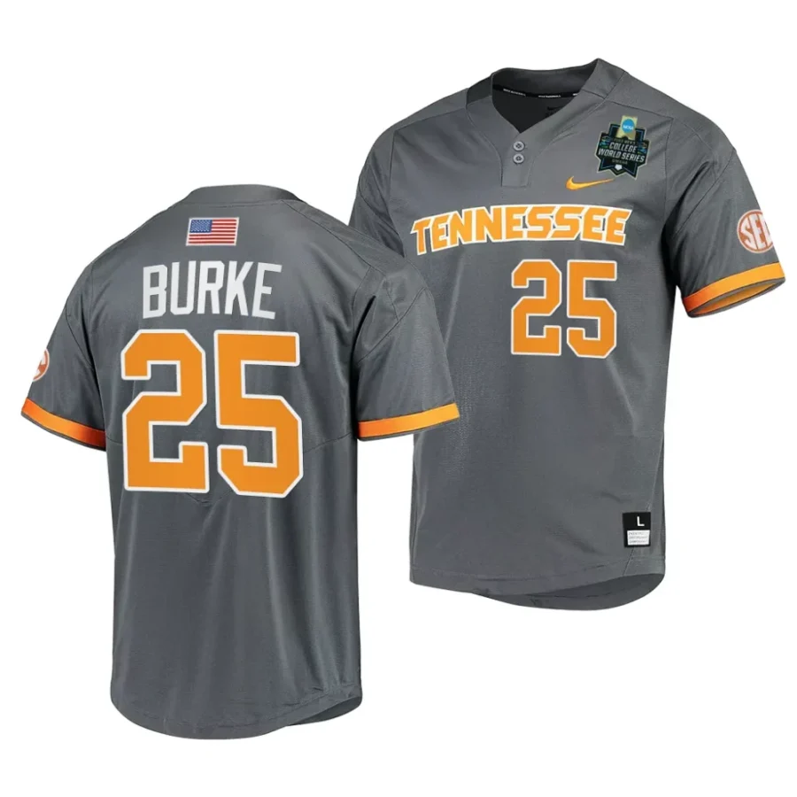 blake burke tennessee volunteers gray2023 ncaa baseball college world series menomaha 8 jersey scaled