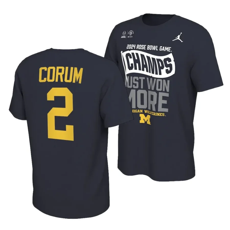 blake corum locker room cfbplayoff 2024 rose bowl champions navy t shirts scaled