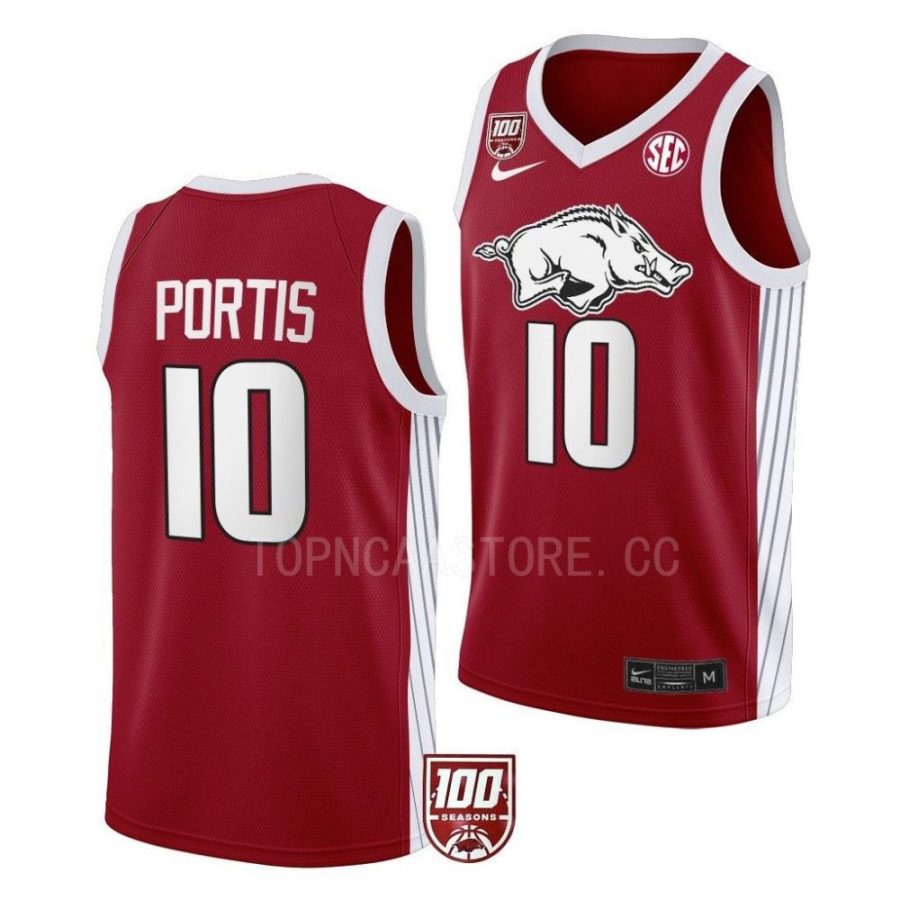 bobby portis red 100 season arkansas razorbackscollege basketball jersey scaled