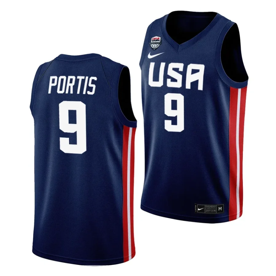 bobby portis usa fiba world cup 2023 navy away jersey scaled