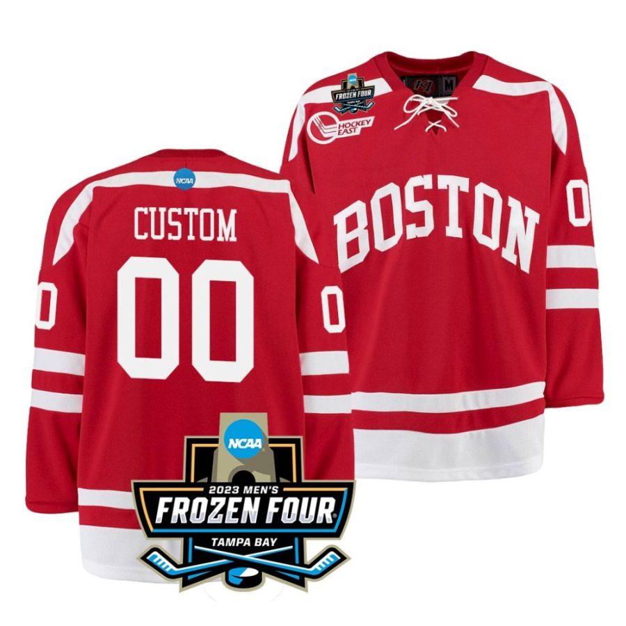 boston university custom 2023 ncaa frozen four scarlet ice hockey jersey scaled