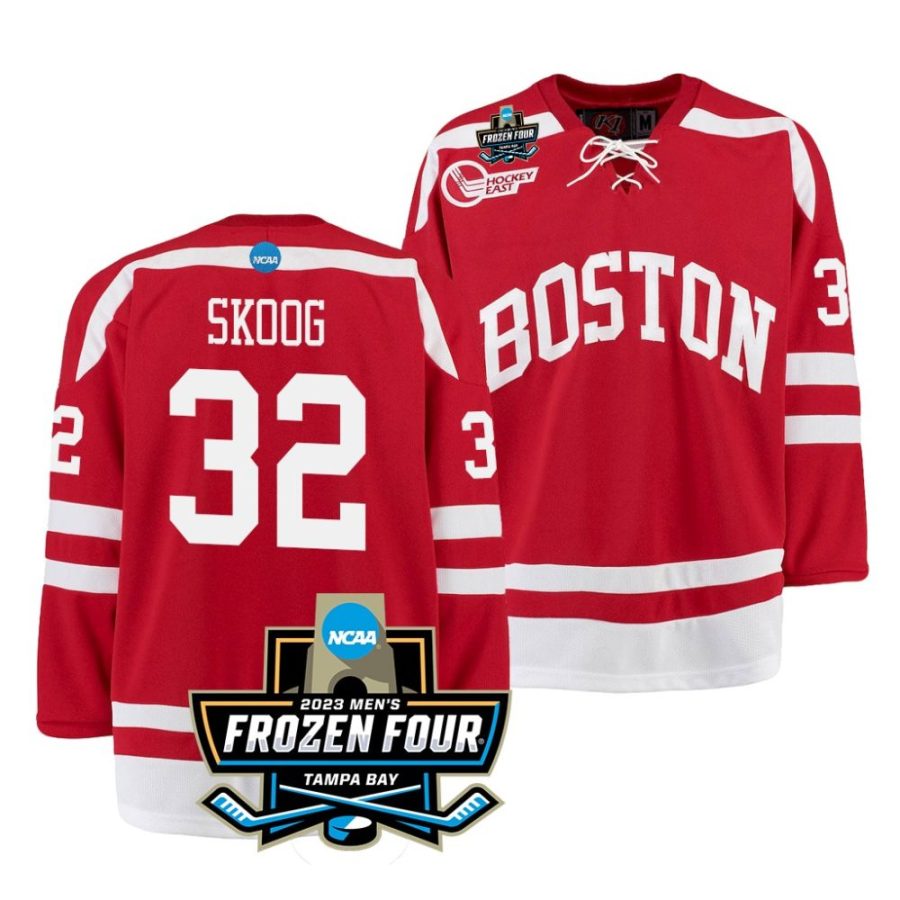 boston university wilmer skoog 2023 ncaa frozen four scarlet ice hockey jersey scaled