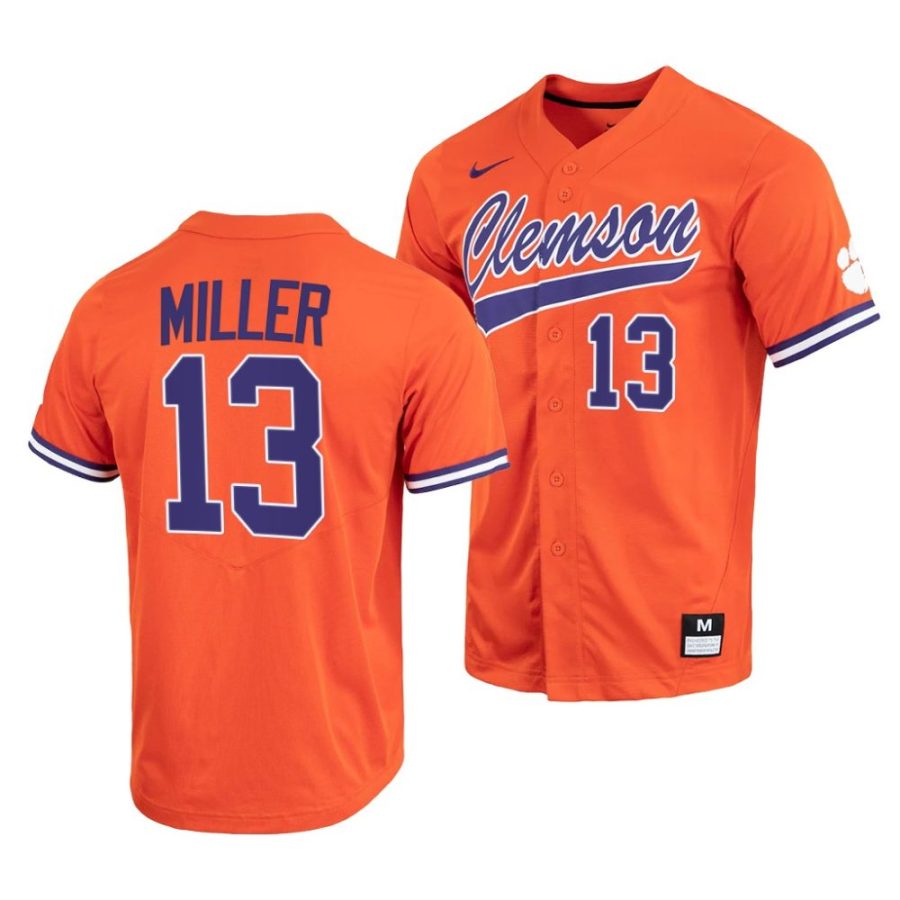 brad miller clemson tigers college baseball menfull button jersey scaled