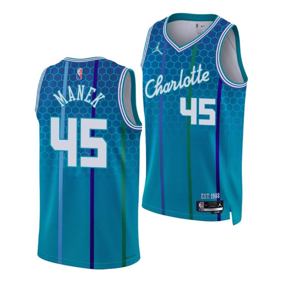 brady manek hornets 2022 nba draft blue city edition unc carolina jersey scaled