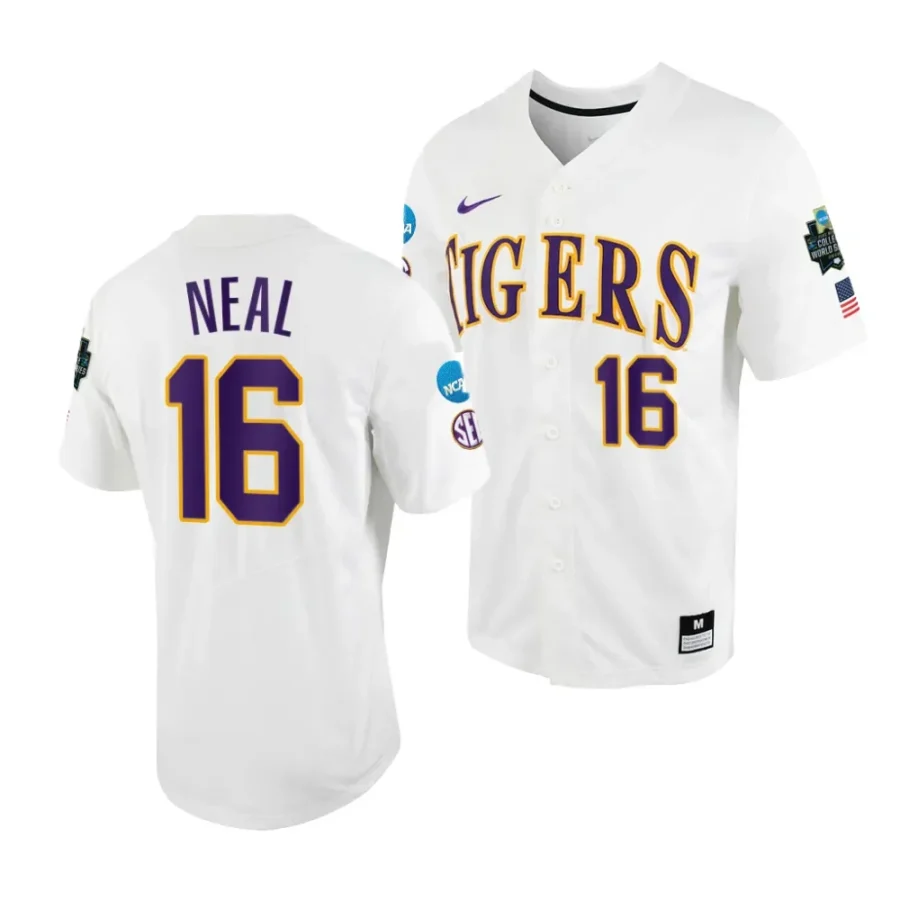 brady neal lsu tigers white2023 college world series menncaa baseball jersey scaled