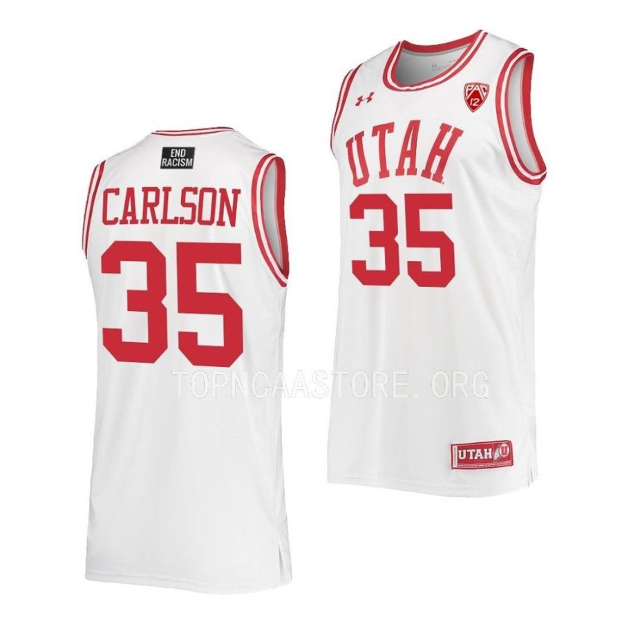 branden carlson utah utes 2022 23replica basketball white jersey scaled