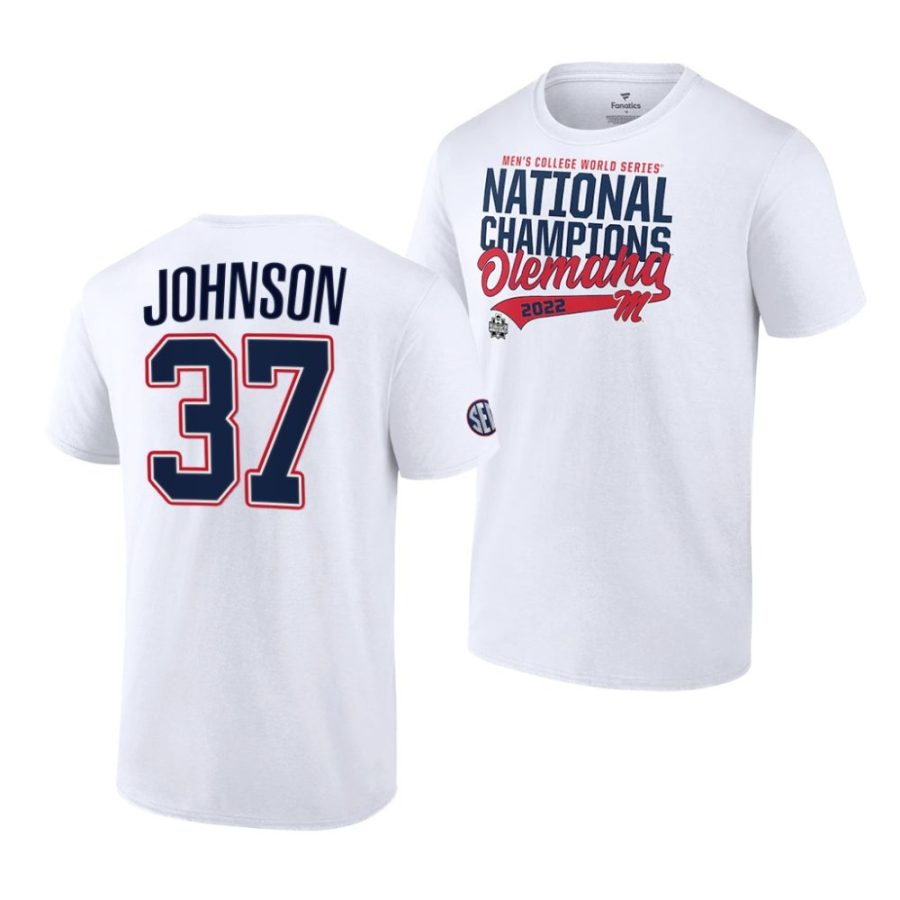 brandon johnson white 2022 college world series champions ncaa baseball t shirt scaled