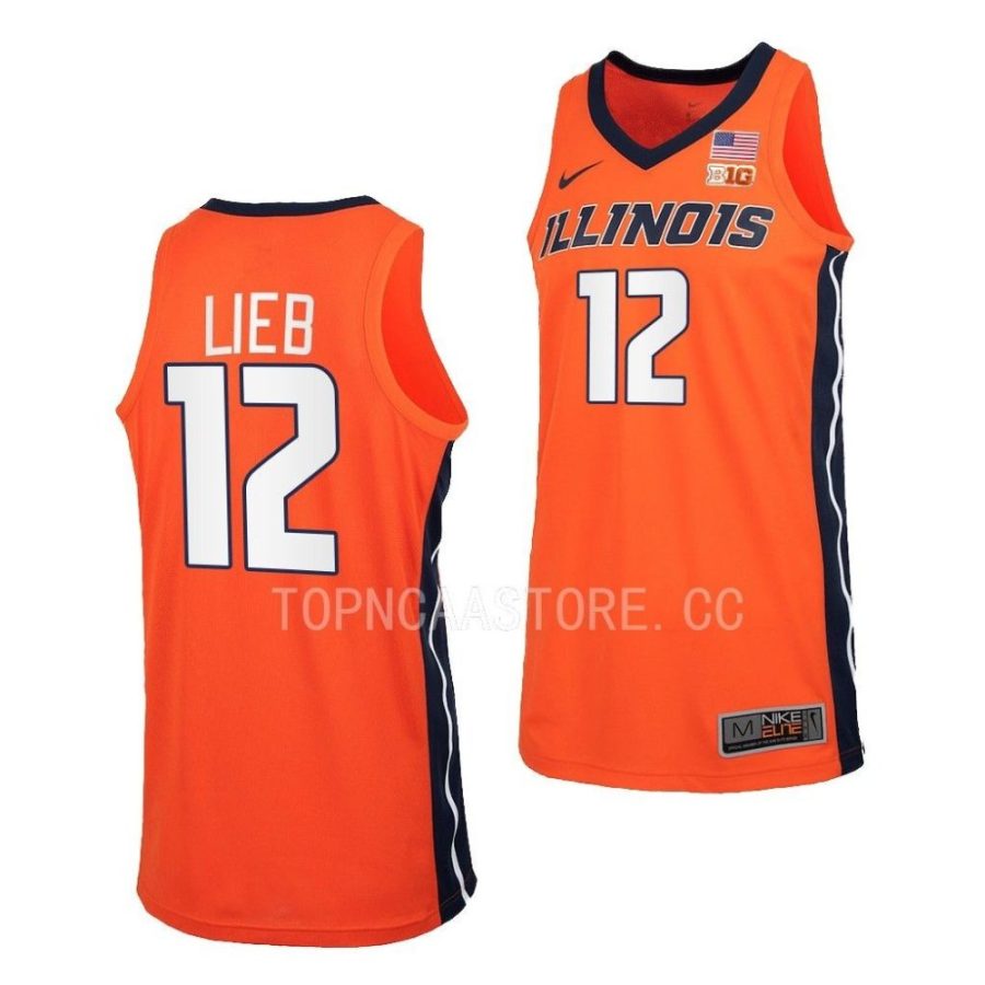 brandon lieb illinois fighting illini 2022 23replica basketball orange jersey scaled