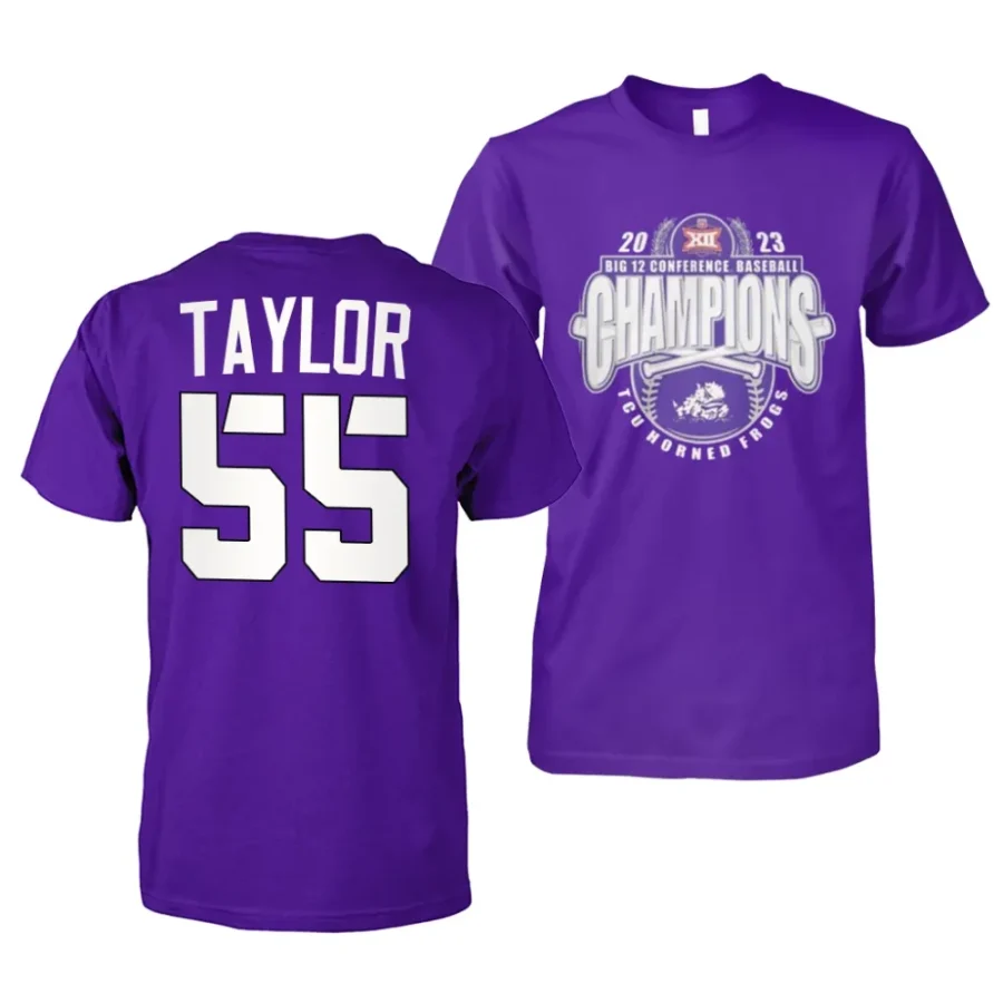 brayden taylor 2023 big 12 baseball champions purple t shirts scaled