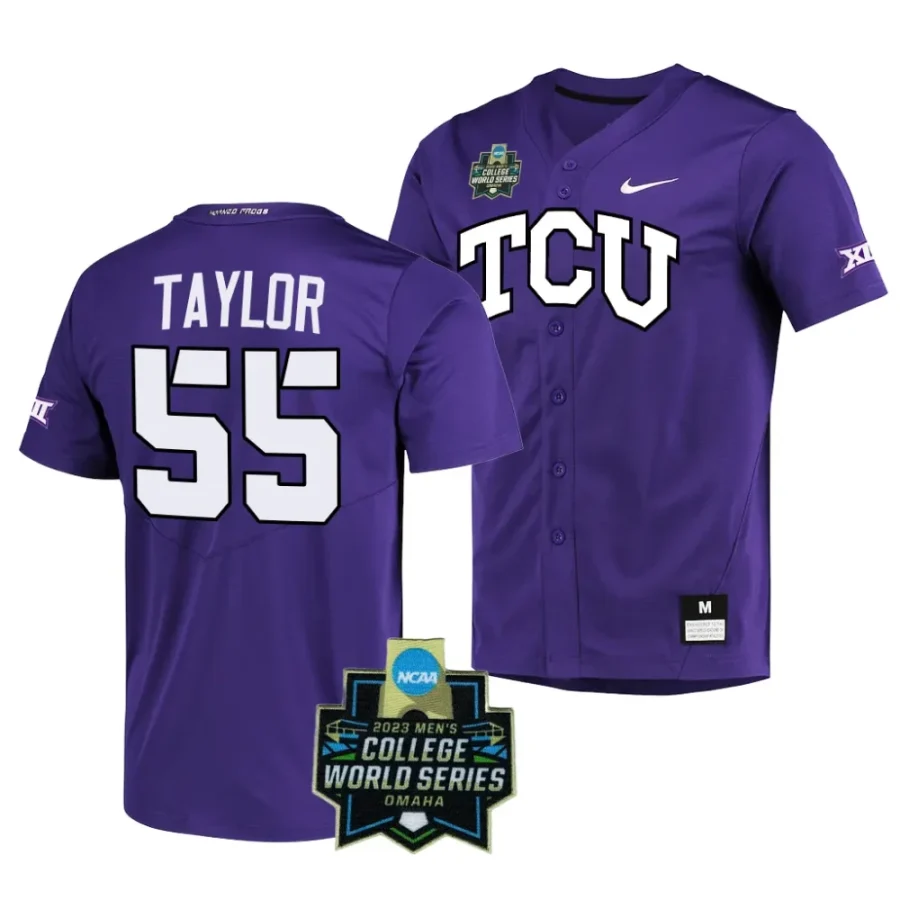 brayden taylor tcu horned frogs purplencaa 2023 college world series menbaseball jersey scaled