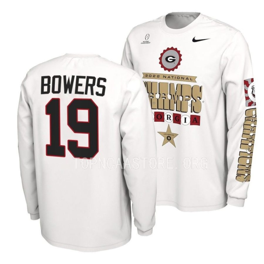 brock bowers white cfbplayoff 2022 national champions celebration t shirt scaled