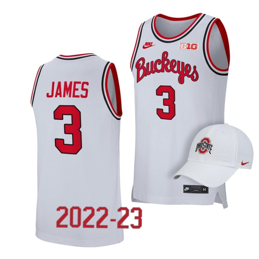 bronny james ohio state buckeyes 2022 23retro basketball white jersey scaled