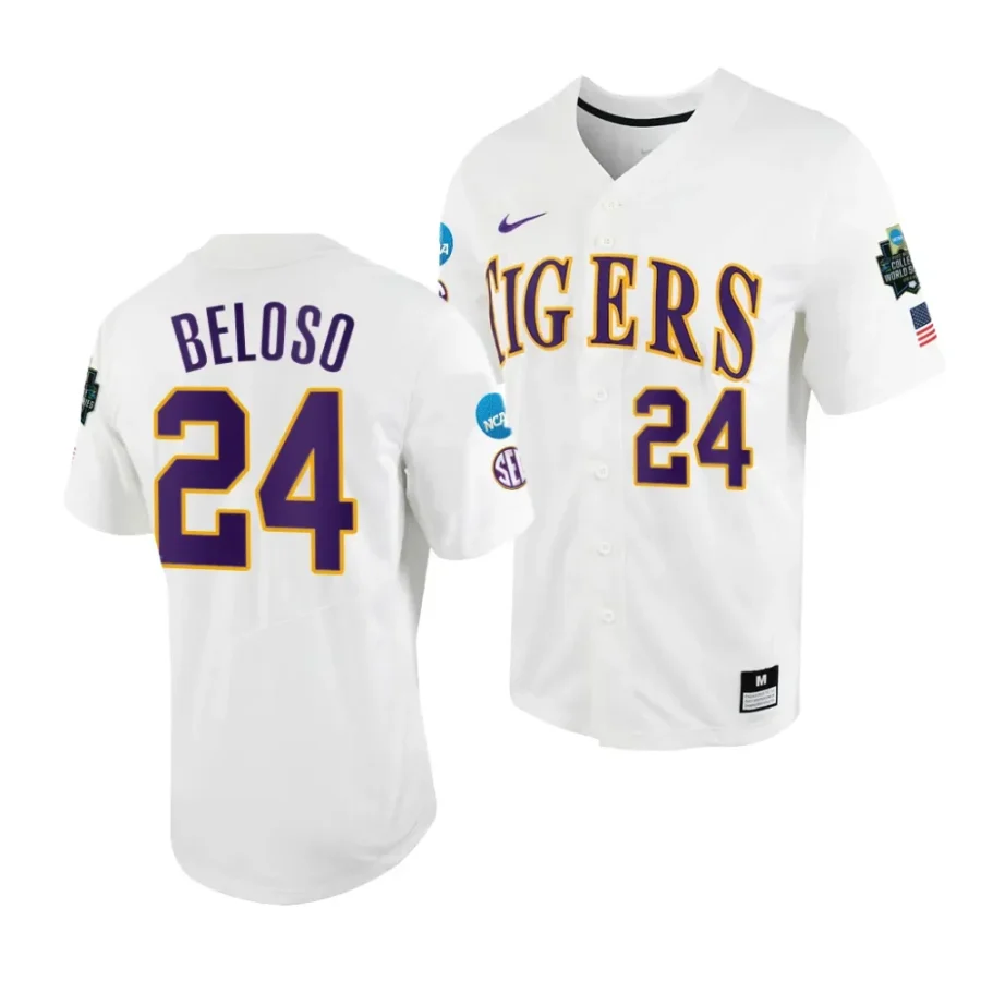 cade beloso lsu tigers white2023 college world series menncaa baseball jersey scaled