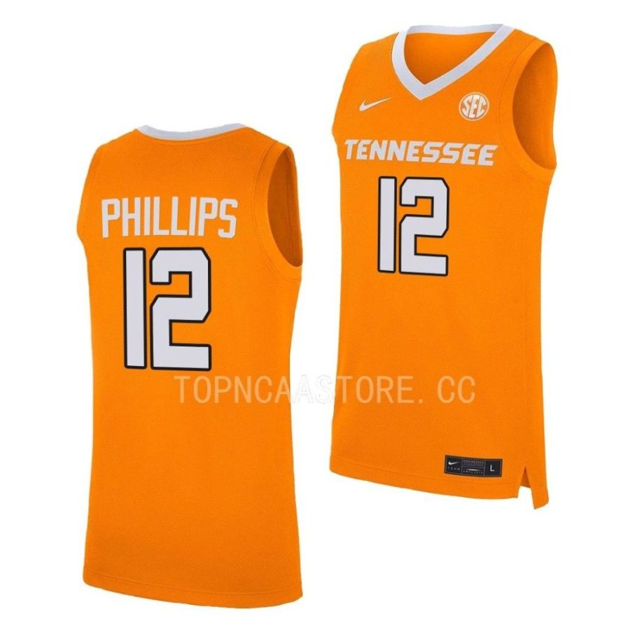 cade phillips tennessee volunteers 2022 23replica basketball orange jersey scaled