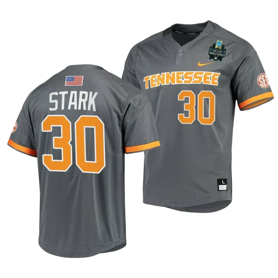 cal stark tennessee volunteers gray2023 ncaa baseball college world series menomaha 8 jersey scaled