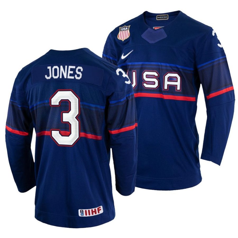 caleb jones away 2022 iihf world championship navy jersey scaled